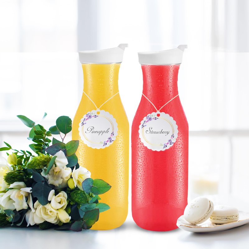 DilaBee Plastic Pitcher With Lid (4-Pack 50oz) Round Plastic Beverage Dispenser for Water, Milk, & Lemonade - Water Pitchers, Carafes for Mimosa Bar - Clear Drink Dispenser BPA-Free - HAND-WASH ONLY