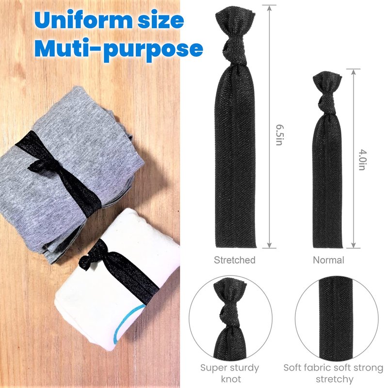 79style Women's Hair Accessories - 100pcs Fabric Ribbon Ties, Knotted Ponytail Holders in Brown & Black, No Break, No Damage, Soft & Flat for Yoga