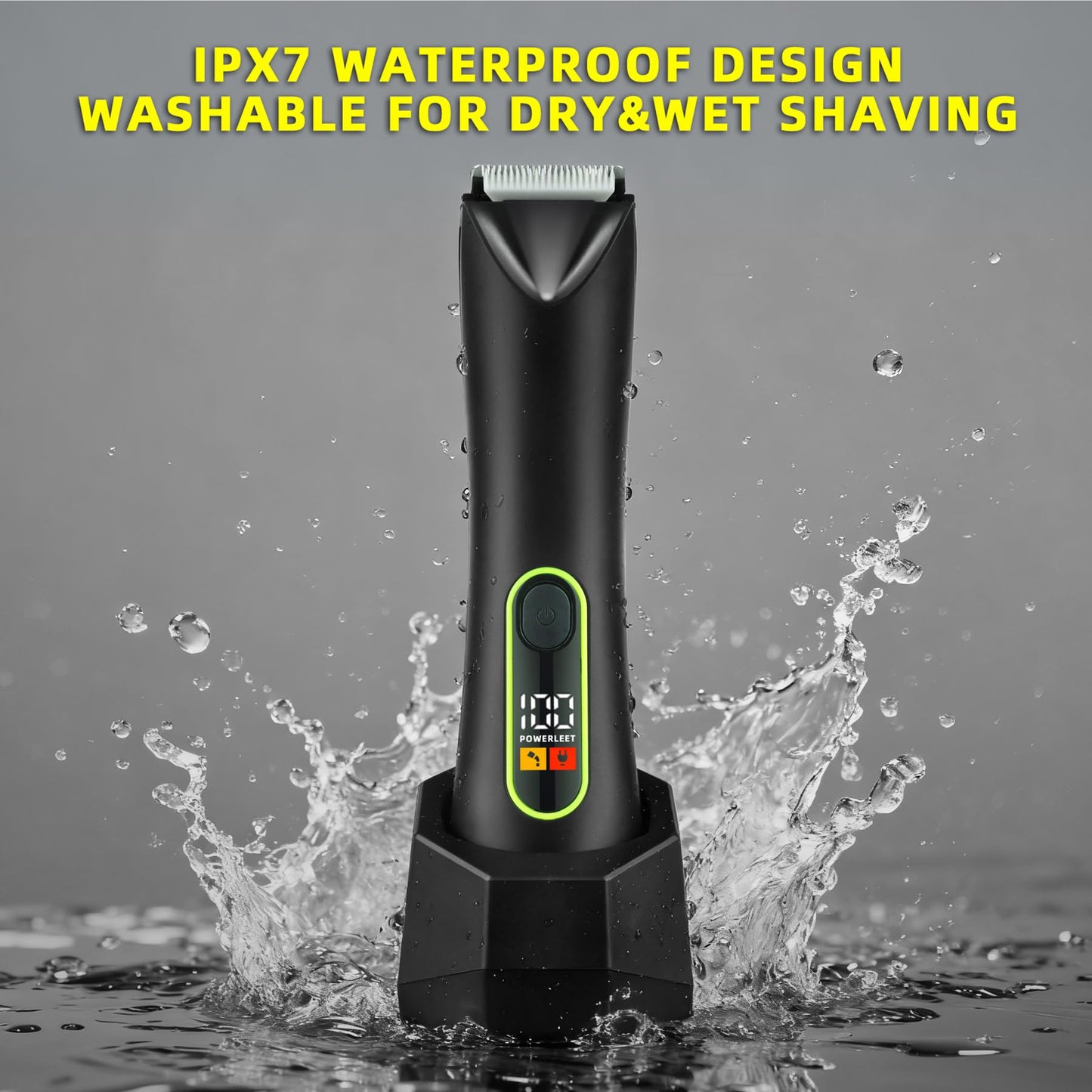 WarmWink Rechargeable Body Hair Trimmer for Men, 2 in 1 Body Groomer for Men, Replaceable Hair Cutting Blade, IPX7 Waterproof Wet/Dry Ball Groin Trimmer with Charging Base