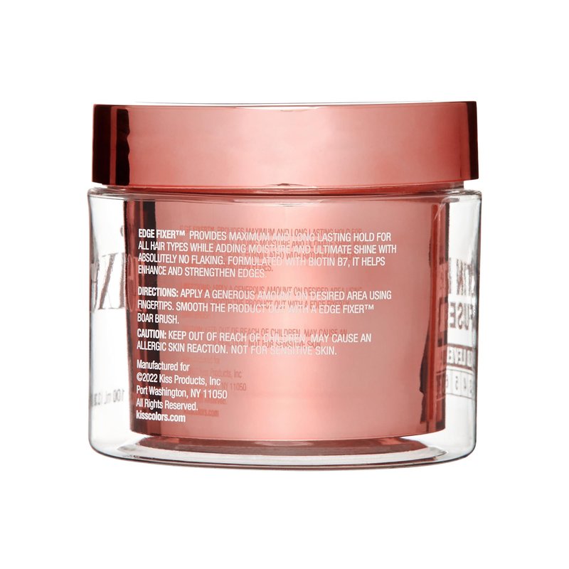 KISS COLORS & CARE Maximum Hold Edge Fixer, Non-Greasy Gel Formula Infused With Biotin B7, 24 Hour Hold, ‘Sweet Peach’ Scented, 3.38 Fl. Oz. (100 ml)