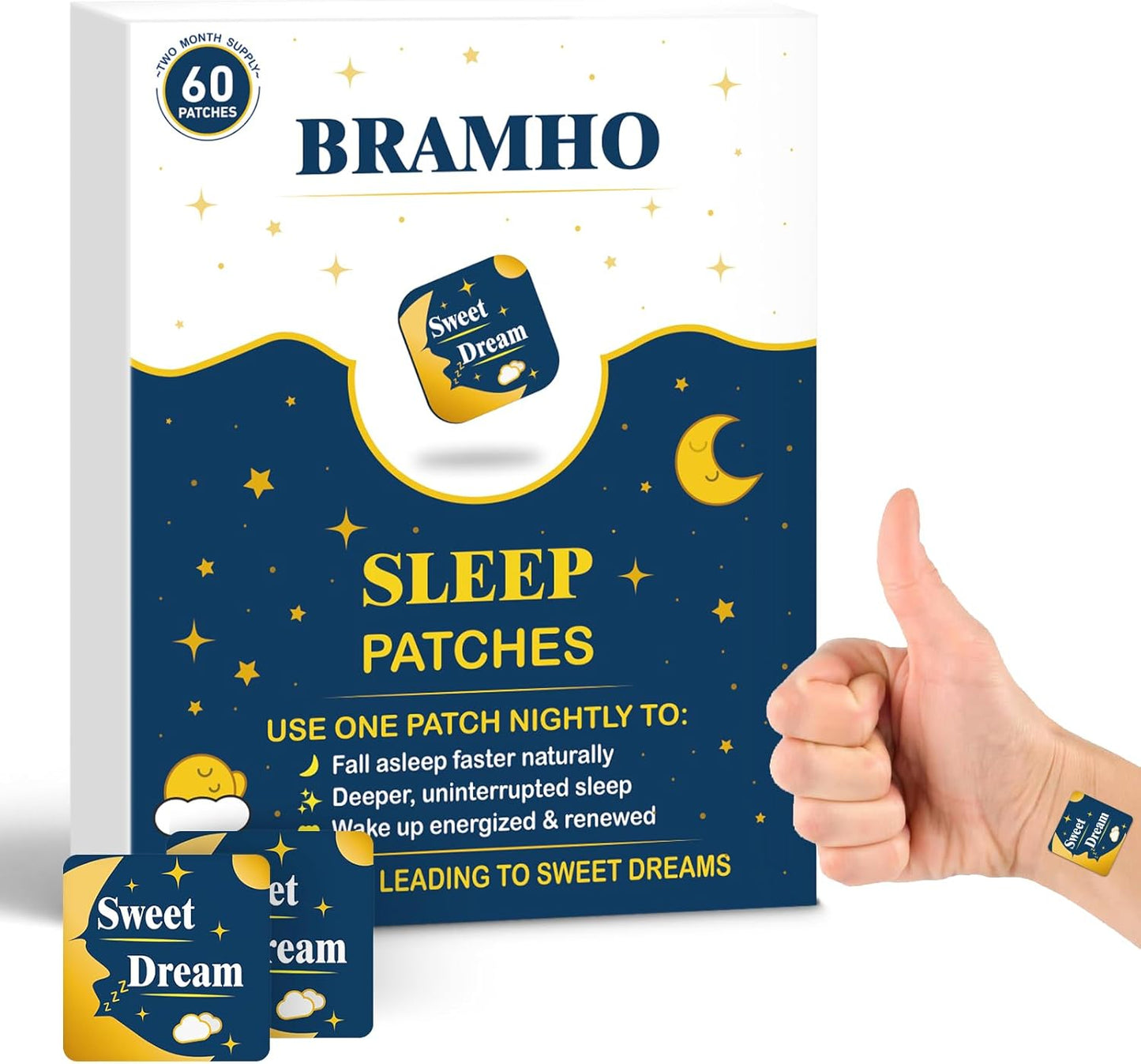 Skiennix Sleep Patches for Adults - Plant-Based Melatonin & Magnesium Aid - 60 Count Box