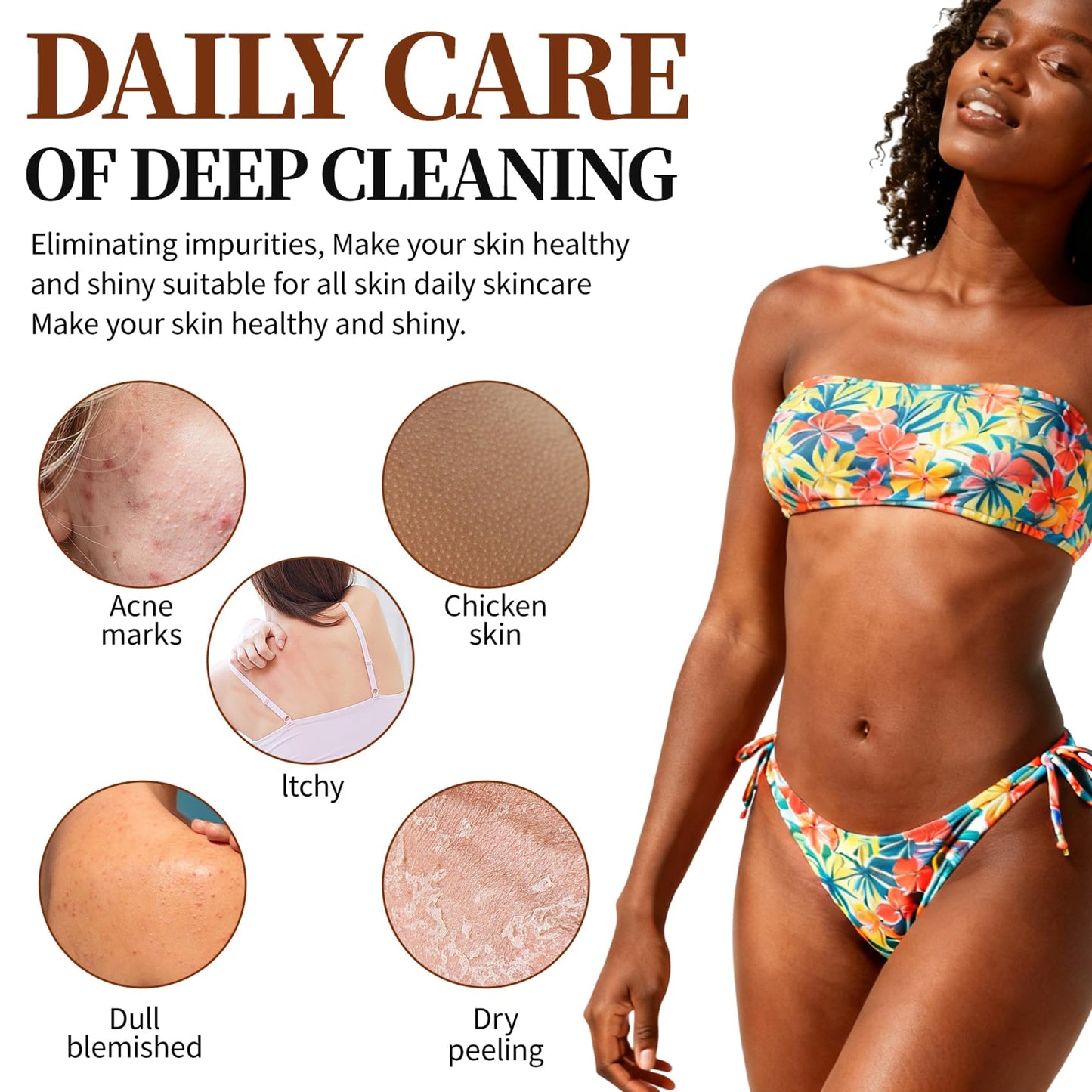 African Net Sponge 5-piece exfoliating Scrub is Suitable for All Skin Types,Bath Sponge for the face and Body, Durable and Gently Exfoliation