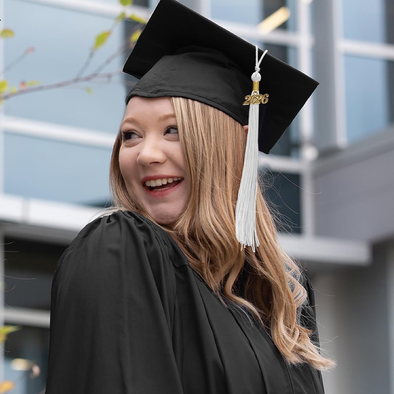 Endea Graduation Single Color Tassel with Gold Date Drop (White, 2026)