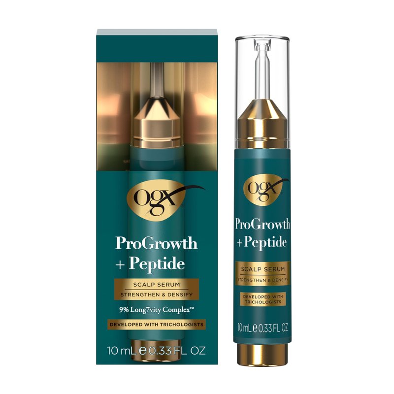 OGX ProGrowth + Peptide Scalp Serum, Strengthens & Densifies by Hydrating the Scalp and Reinforcing Roots to Support Natural Hair Growth, 0.33 fl. oz