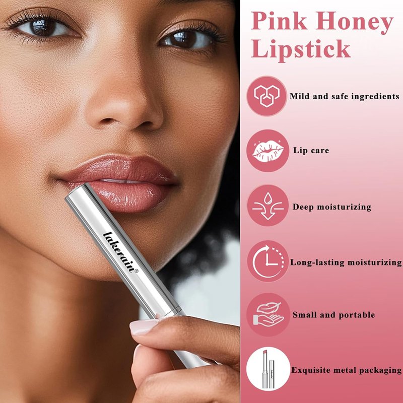 Honey Lipstick | Tinted Hydrating Lip Balm with Sheer Formula - Natural Glossy Finish (1 PC Pink)