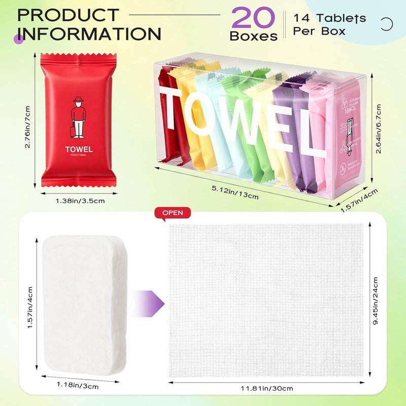 Compressed Towels - 280 Pcs Portable Travel Wash Cloths | Quick Absorbent Cotton, 9.5x12 Inch for Camping & Hiking