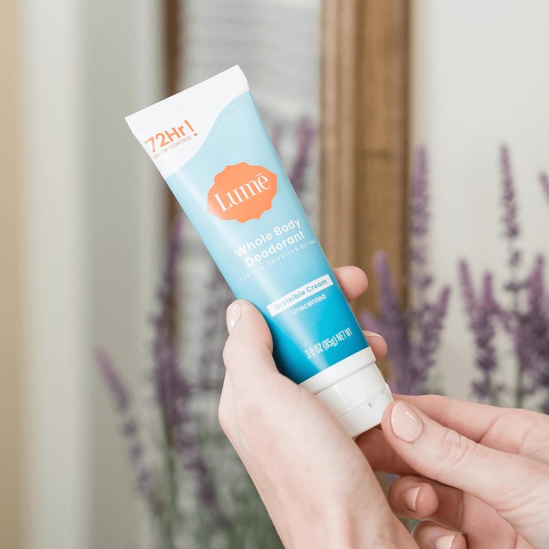 Lume Whole Body Deodorant - Invisible Cream Tube - 72 Hour Odor Control - Aluminum Free, Baking Soda Free, Skin Safe - 3.0 ounce (Unscented)