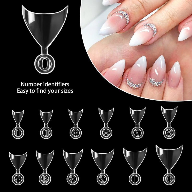 Bellelfin Short Stiletto Nail Tips, 600Pcs Extra Short Almond Soft Gel Nail Tips Clear Fake Nails Acrylic Nails Tips Half Cover False Nails for DIY Nail Salon