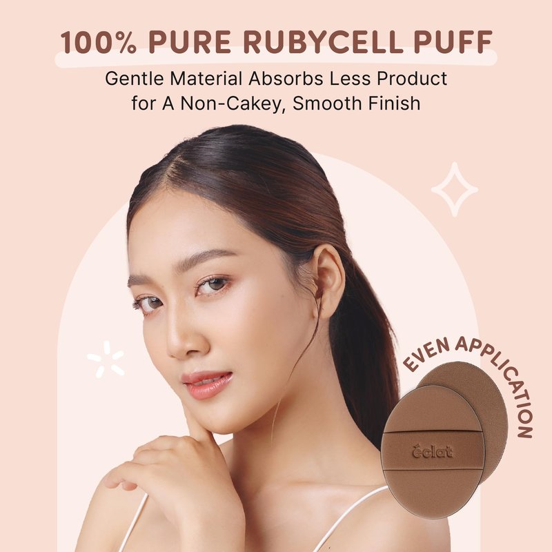 Éclat Makeup Sponge Set, 2 Pcs Air Cushion Puff, Latex-Free 100% Rubycell Blender Sponge, Wet & Dry Use for Liquid, Powder, Cream Foundation, Soft Oval Shape Professional Beauty Blending Applicators