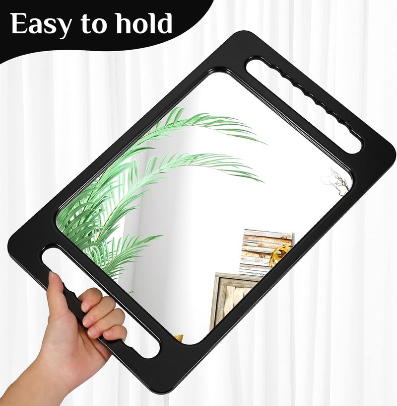 Kigley Large Hand Mirror - Unbreakable Double Handle Barber Mirror | 15.75 x 9.84 Inches, Black