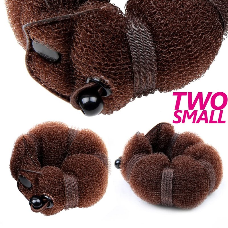 Goldrose Beauty Hair Bun Maker - 2-Piece Magic Styling Twist Ring Doughnut for Kids Ballet (Brown)