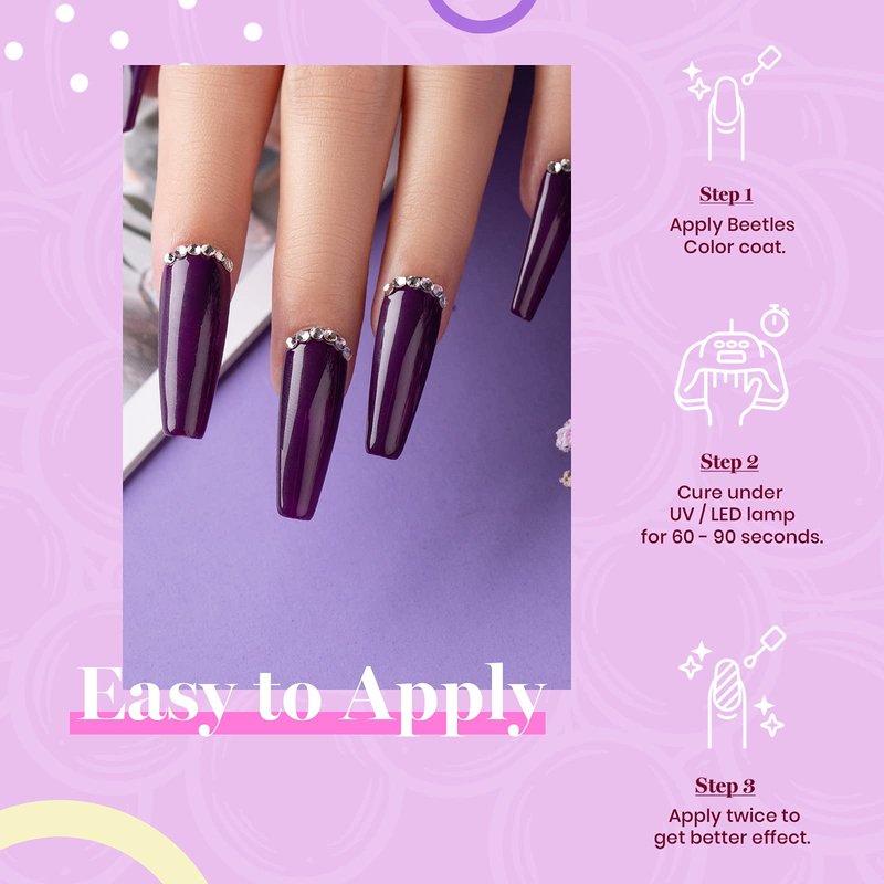 Beetles Purple Gel Polish - Grape Vine 6 Colors Purple Lavender Dark Lilac Glitter Pink Nail Polish Soak Off Uv LED Gel Nail Kit Salon Diy Nail Art Manicure Home Spring Gifts for Women