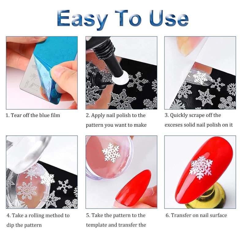 French Line Nail Stamper Plates Kit, 4Pcs Nail Stamping Plates + Dual-end Silicone Nail Stamper Tool Set, French Tip Geometric Wave Strips Snake Art Printing Template Home Salon DIY Design Manicure