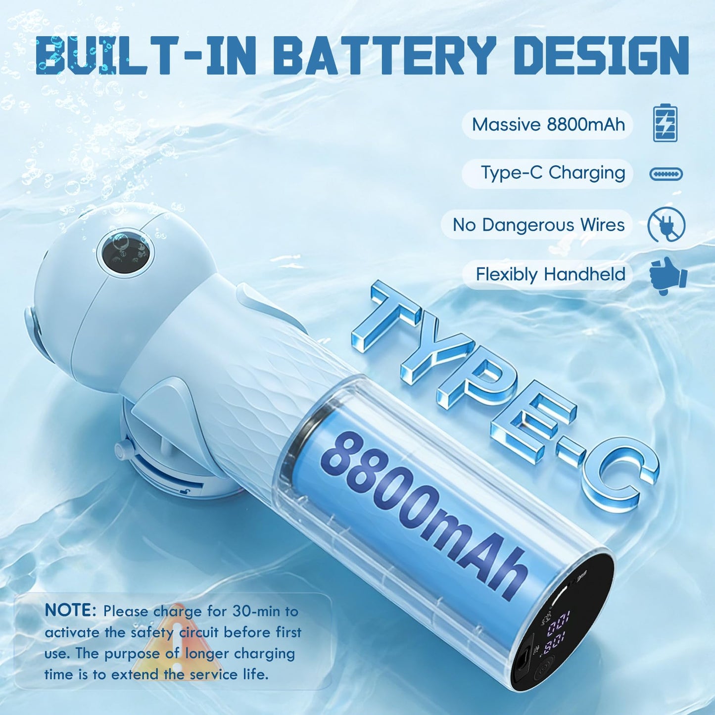 Upgraded Bath Jet SPA for Tub with Display Screen, Portable Handheld Bathtub Jet with Battery Level and Temperature Display, Bubble/Jet Two Mode, 8800mAh, IP67 Waterproof, 3 Adjustable Speeds