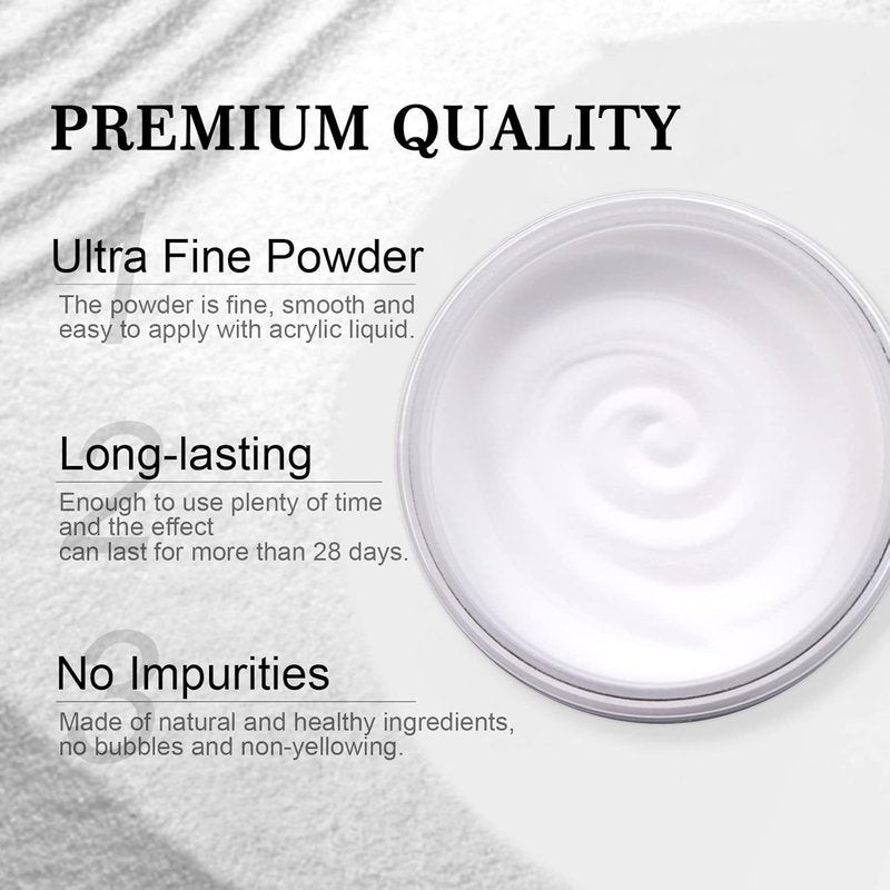 Saviland Clear Acrylic Powder - 5.29oz Bubble-Free Formula for Long-Lasting French Manicure