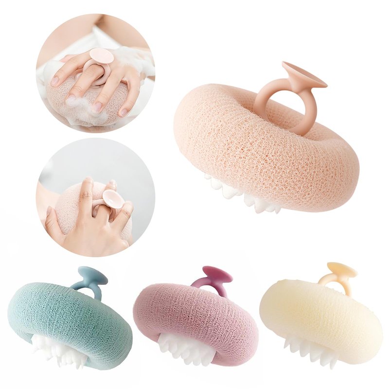 2-in-1 Sunflower Shower Sponge with Suction Cup | Exfoliating Bath Sponge for Soft Skin | Hypoallergenic & Eco-Friendly Body Scrubber for Spa-Like Luxury (4-Color Set)