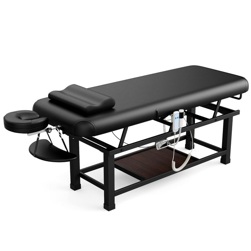 Olela Electric Massage Table with Heated Function- Heated Massage Table with Electric Lift & Manual Adjustable Backrest, Treatment Table with Storage and Metal Frame for Massage, Spa So On
