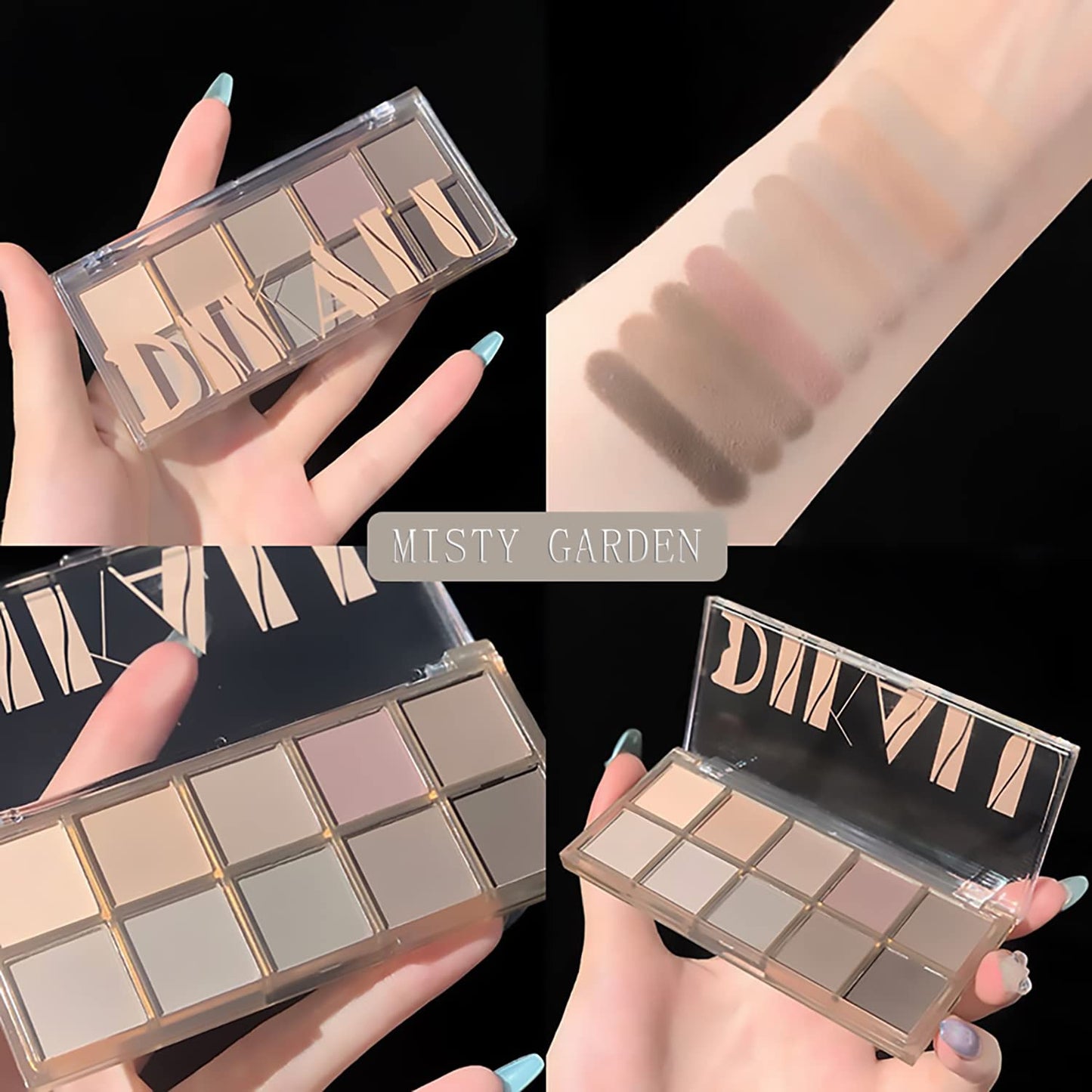 Sulily 10 Colors Matte Eyeshadow Palette, Gray Taupe Brown Nude Eye Shadow Makeup, Neutral Smokey Eye Shadowfor Older Women, Blendable,Long Lasting Waterproof Professional Beauty Makeup Kit, Cement