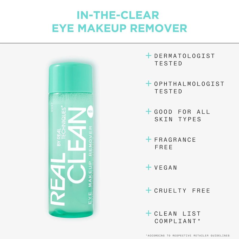 Real Techniques Eye Makeup Remover - Gentle Liquid with Hyaluronic Acid & Vitamin C | 4 fl. oz.