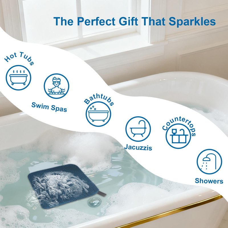 outtip Hot Tub,Bathtub Surface Cleaner Towels,Spa Scum Remover & Cleaning Tools,Absorbs Oils & Grime Accessories,Non-Scratch Surface Cleaner for Jacuzzi,Spa,Shower (12"x12")