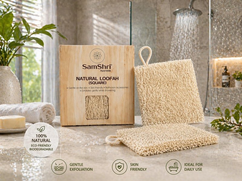 Natural Loofah | Biodegradable Exfoliating Bath Sponge - 2 Pack for Face & Body Scrubbing