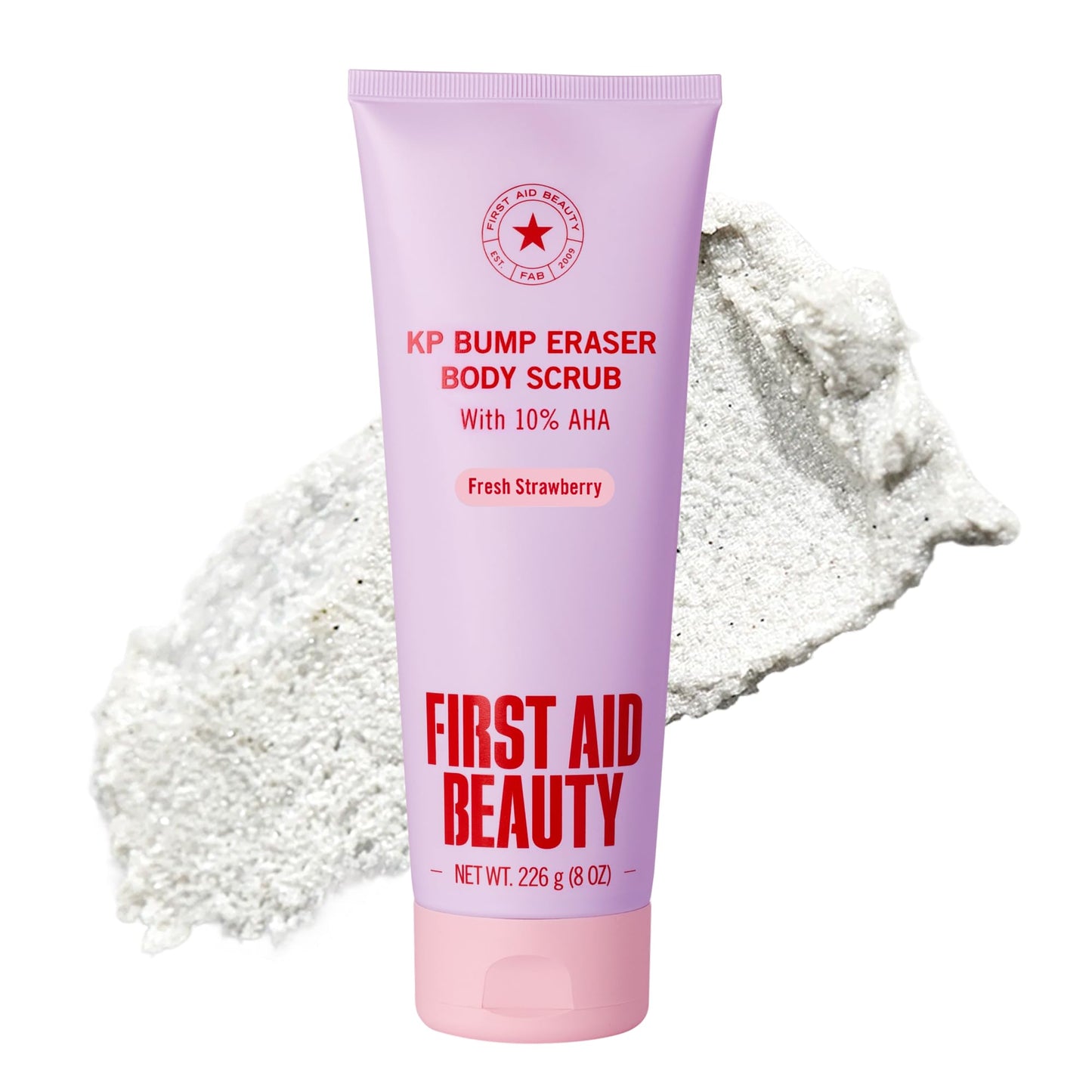First Aid Beauty KP Bump Eraser Body Scrub with 10% AHA - Dermatologist-Tested Keratosis Pilaris Exfoliator - Support for Rough Bumps & Uneven Skin Texture - Sensitive Skin - 8 oz, Fresh Strawberry