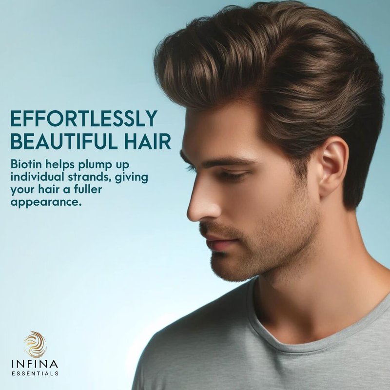 INFINA ESSENTIALS Biotin 2-in-1 Shampoo and Conditioner for Men & Women – Hair Thickening & Strengthening Shampoo with Saw Palmetto, Keratin, Caffeine & Vitamin E – Convenient Daily Use – 16 fl oz