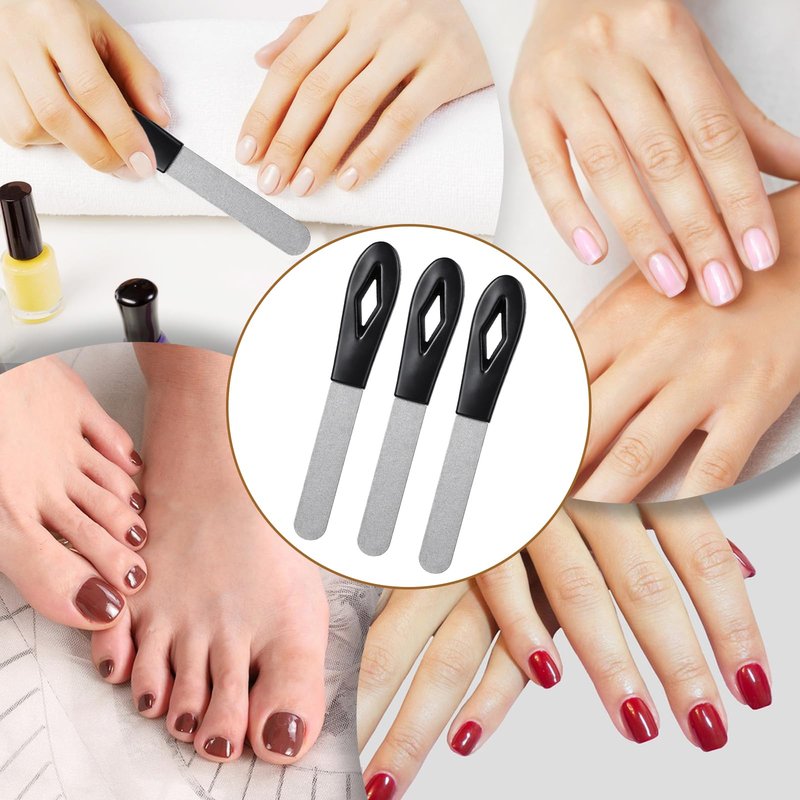 6 Pack Metal Nail Files Stainless Steel Sapphire Nail File, 5 Inches Professional Fingernail Files, Double Sided Grit Manicure Pedicure Tool for Natural Gel Acrylic Nails