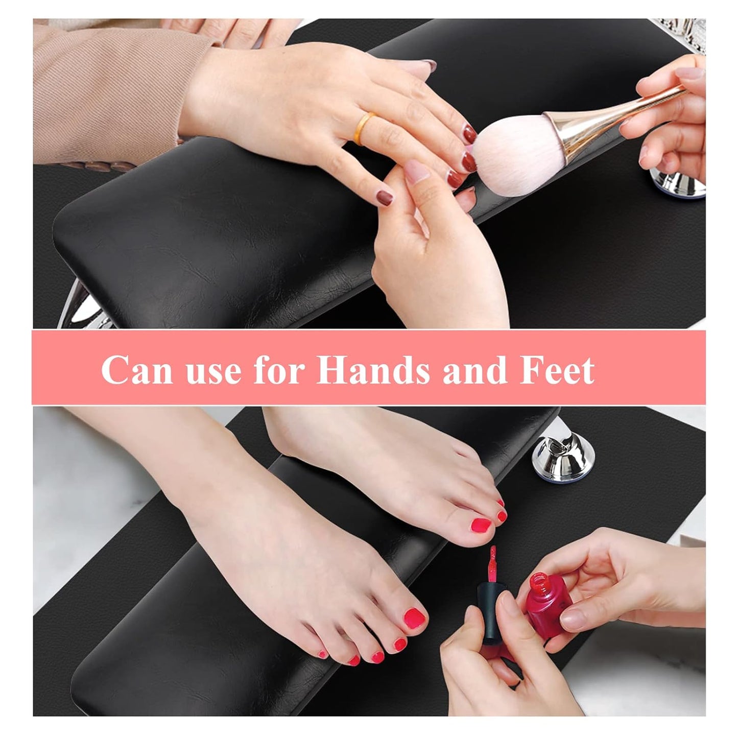 Skiennix Nail Arm Rest - Soft Microfiber Leather Cushion for Acrylic Nails | Black Hand Pillow & Table Mat