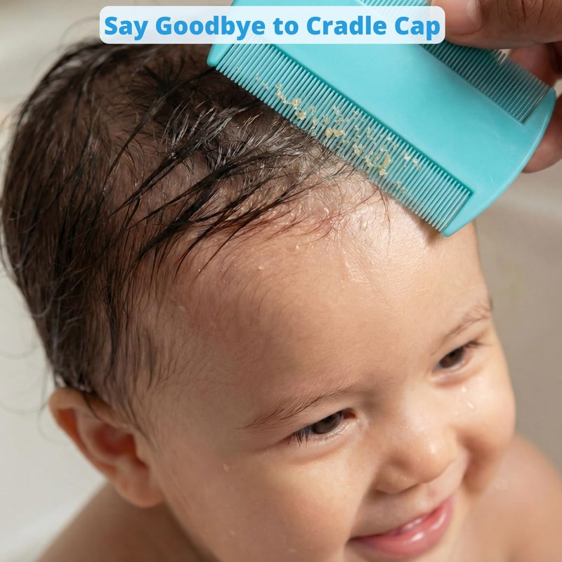 Cradle Cap Brush for Babies - Cradle Cap Treatment | Baby Sponge for Bathing | Baby Brush and Comb Set Newborn | Baby Comb & Scalp Scrubber (Set of 6)
