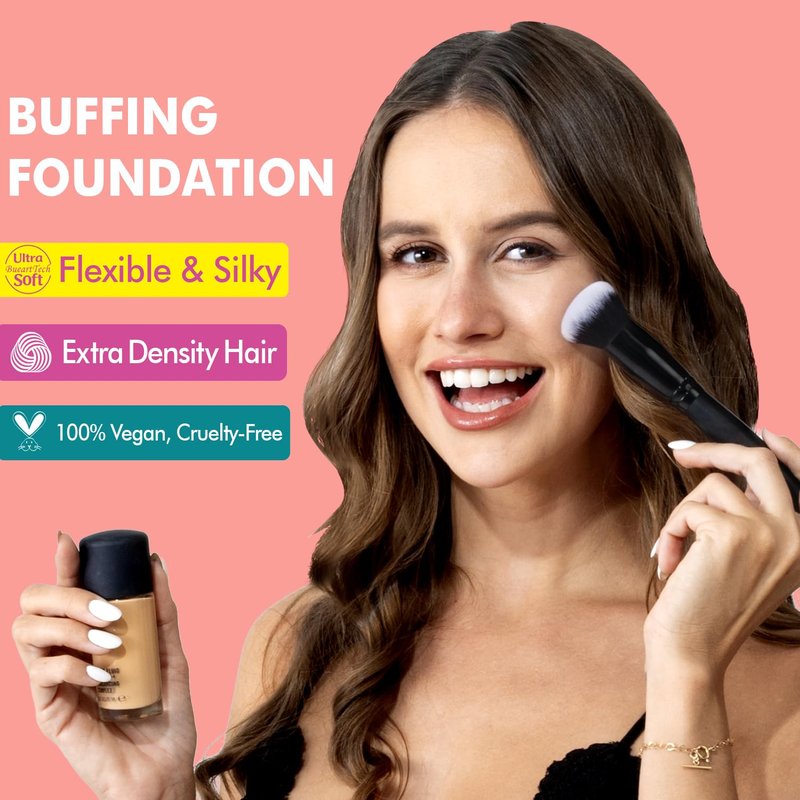 Bueart Design Ultra Plush Blush Makeup Brush with Domed shape for Liquid Blush&Cream&Powder,Buffing Foundation Brush with Tapered Dense Hair for Bronzer,Contour,Concealer,Vegan & Cruelty-Free,M5