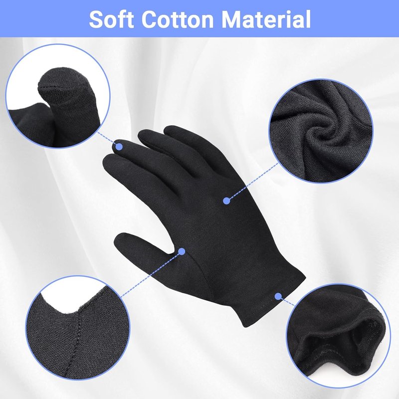 Black Cotton Gloves - 12 Pairs Small Work Gloves for Photography, Jewelry Handling & Art | Durable & Versatile