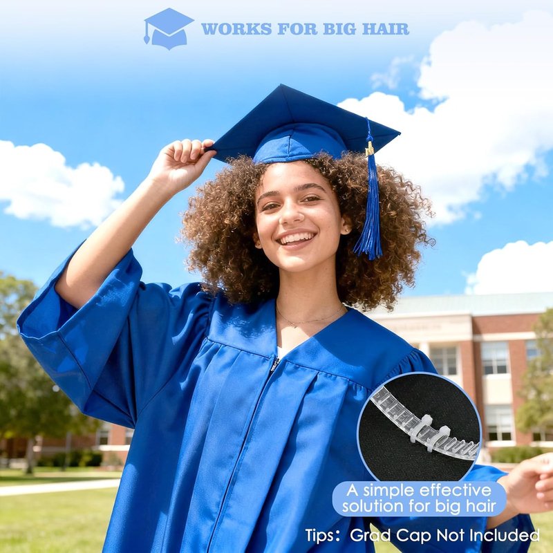 Skiennix Graduation Cap Headband - Super Strong Clear Design with Hook and Loop Felt | Perfect Gift for Graduates