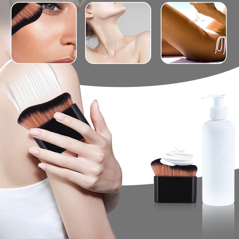 2pcs Self Tanning Brush Set, Self Tanner Applicator Blend Brush Foundation Makeup Spray Tan Body Bronzer Blending Brushes for Face Leg (Pink, Black)