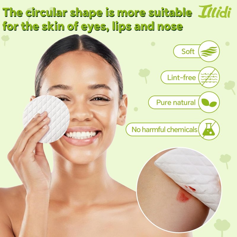 Extra Large Cotton Rounds, 3.15 inches Diameter,(120 Count),100% Pure Cotton Pads, Soft and Lint-Free for Makeup Removal and Face Cleansing