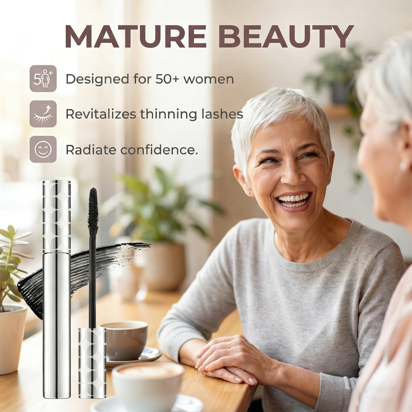 Volume Mascara for Older Women 60 Plus, 2026 New Mascara Volumizing and Lengthening Tubing Mascara for Mature Women with Thinning Lashes, Non Clumping Waterproof & Long-Wearing (Black)
