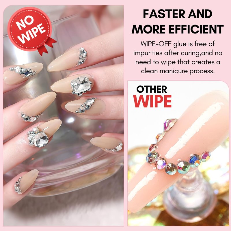 Makartt No Wipe Rhinestone Glue for Nails, 30G Super Strong Nail Charm Glue Bling Gel for 3D Decorations Nail Art Gems Jewelry Diamond for Nail Techs Supplies Beginners, Nail Lamp Required