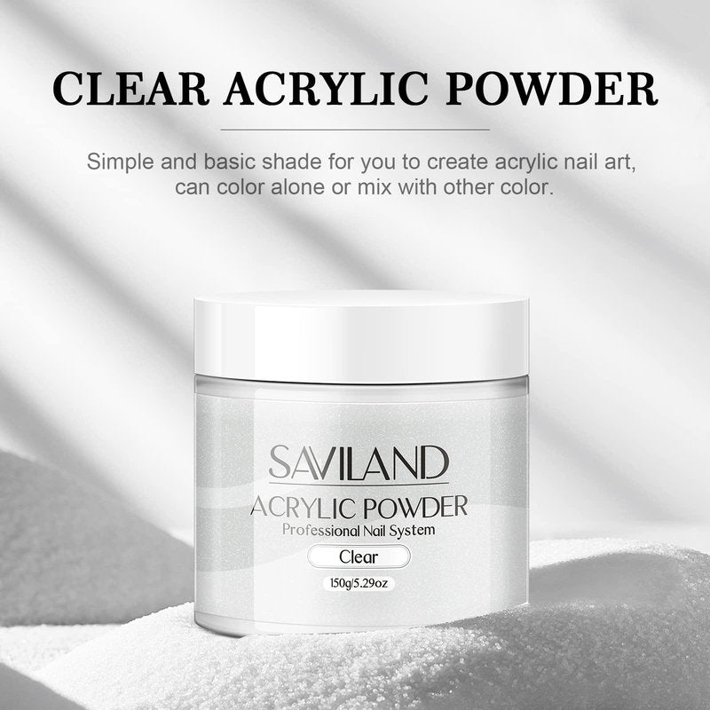 Saviland 5.29OZ Nudes Acrylic Nail Powder Large Capacity Acrylic Powder for Salon Effect Acrylic Extension 3D Nail Carving French Manicure Long-Lasting No Nail Lamp Needed