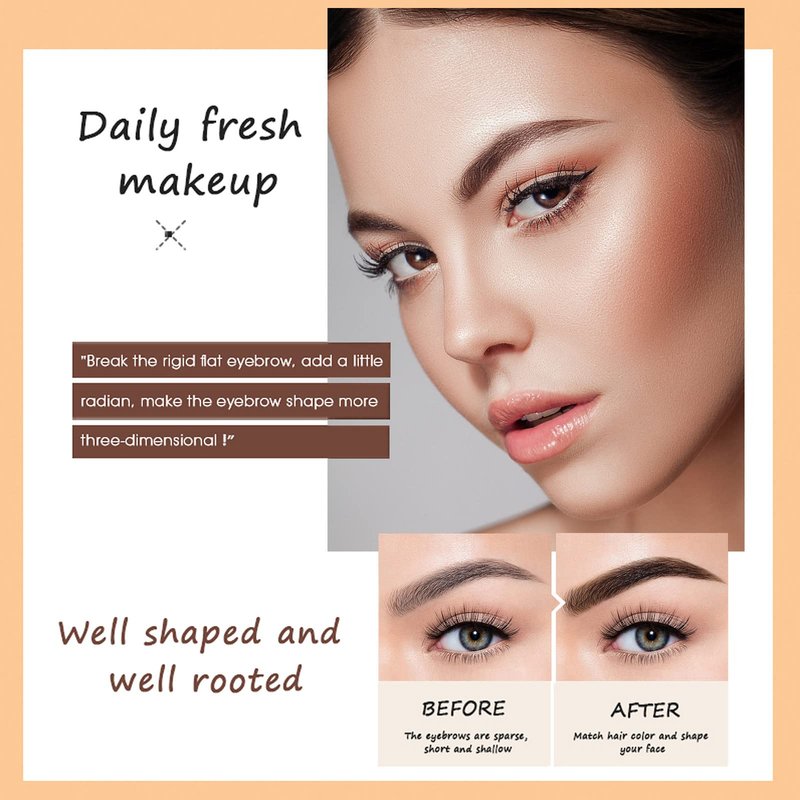 3Pcs Waterproof Eyebrow Pencil Dark Brown, Premium Eye Brow Pencil Brn with Spoolie Brush, Longwearing for Perfect Brows, Professional, Precision, Defines, Double-ended Eyebrow Pen for Women, O'CHEAL
