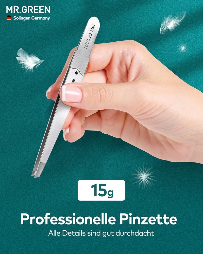 MR.GREEN Tweezers,Professional Precision Eyebrow Tweezers for Women and Men, Tweezers for Facial Hair Women, Stainless Steel Slanted Hair Removal Tweezers, Eyebrow Plucker, Ingrown hair tweezers