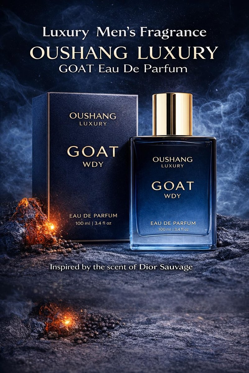 OUSHANG GOAT WDY Men's Eau De Parfum 100ml – Fresh Woody Spicy Fragrance for Men, Long Lasting Cologne Spray with Bergamot Pepper Lavender Amberwood Cedar, Masculine Everyday Luxury Scent