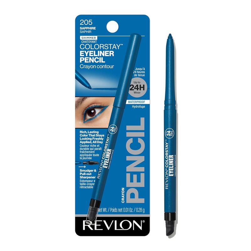 Revlon ColorStay Waterproof Eyeliner Pencil - Smudge-Proof, Long-Lasting Shimmer Finish | 205 Sapphire, 0.01 oz
