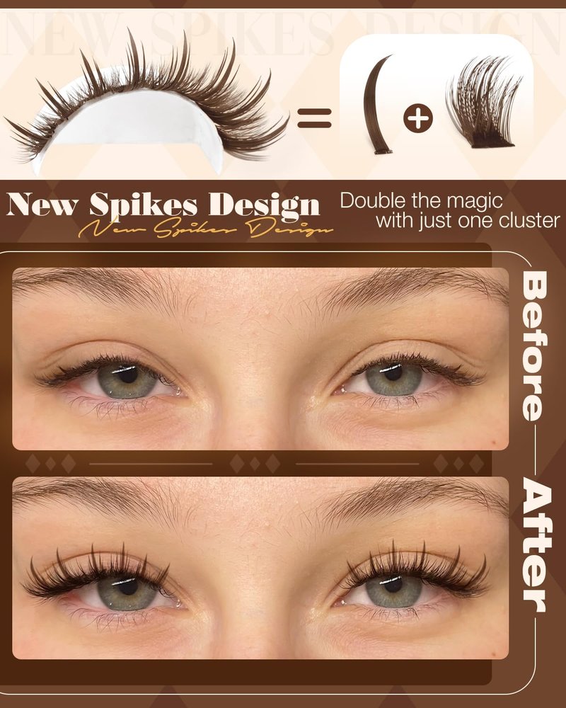 Brown Lash Clusters Kit Wispy Lash Extension Kit 10-14MM Short Spiky Eyelash Clusters Natural Cluster Eyelash Extensions Dark Brown Individual Lashes D Curly DIY Lash Extension by Lvmixwig