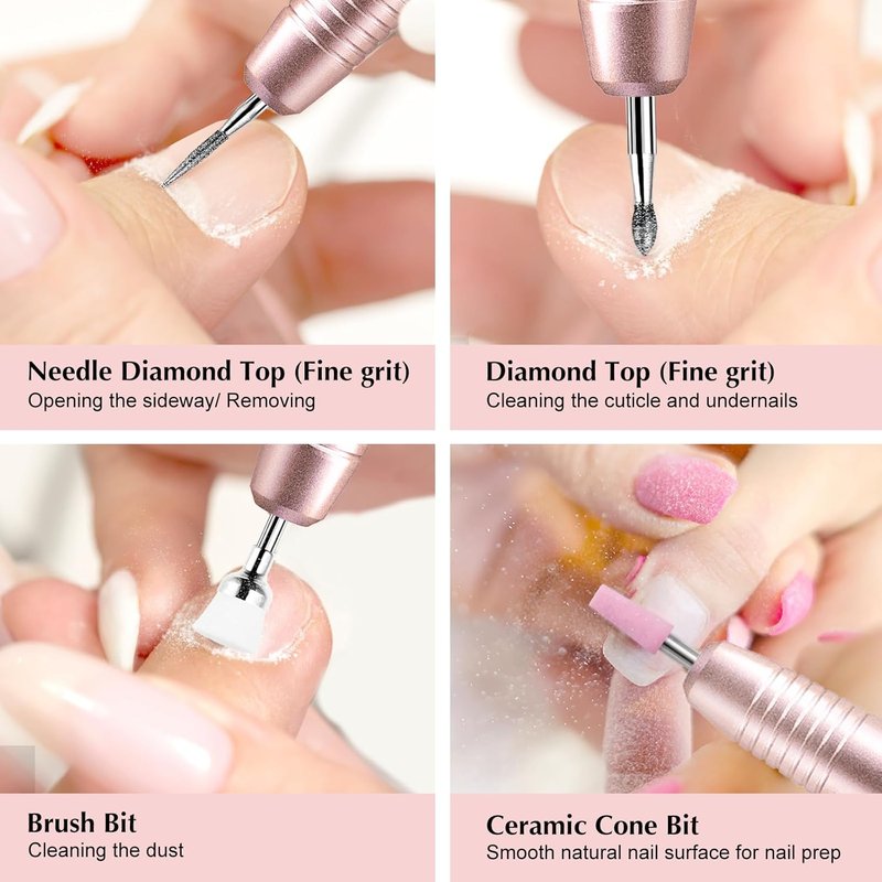 Nail Drill Bits Set - 7 Pcs 3/32 Inch Shank for Acrylic & Gel Nails | Nail Art Tools for Manicure & Pedicure