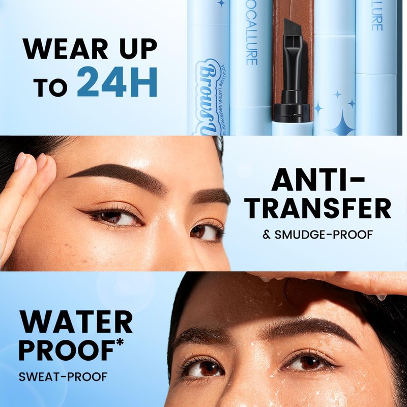 FOCALLURE Pro-stay No Smudge Eyebrow Pomade, 2-in-1 3D Brow Pomade with Brush, Waterproof & Sweat-proof Eyebrow Color Cream, Fills and Shapes Brows, Dark Brown