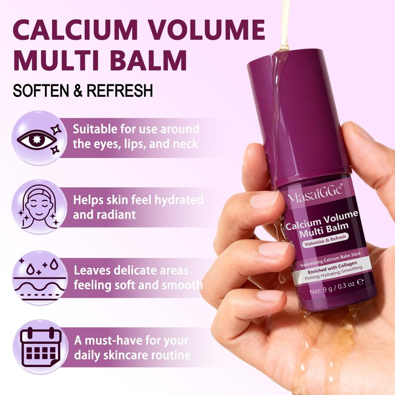 liiutry Calcium Multi Balm, 2-Pack Intensive Repair Cream & Collagen Moisturizing Stick, Anti-Aging Face Cream for Wrinkles, Firming & Hydrating for Eyes, Neck, Face, 9g