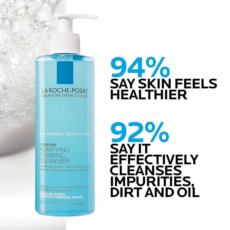 La Roche-Posay Toleriane Foaming Facial Cleanser - Oil-Free Face Wash with Niacinamide & Ceramides for Sensitive Skin