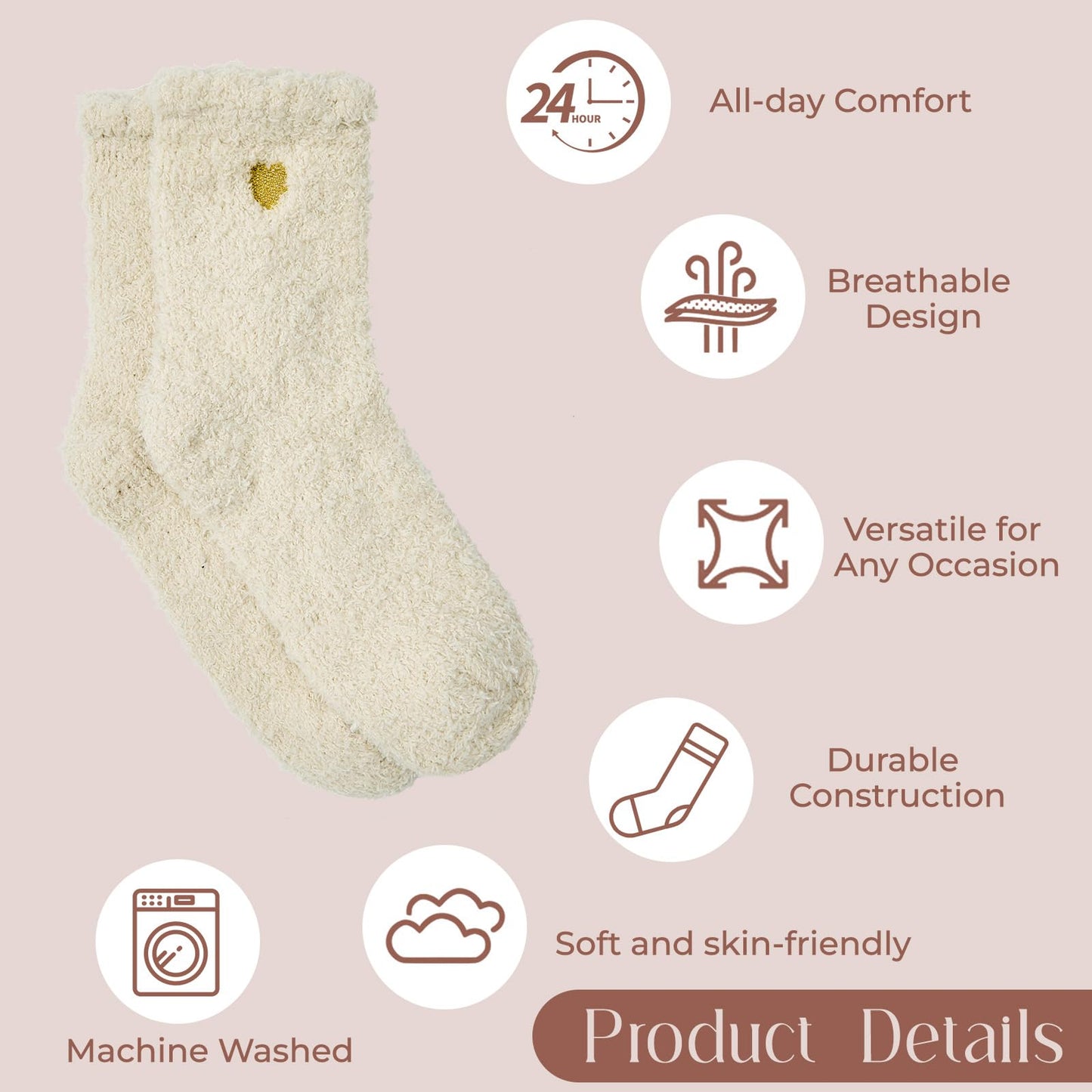 American Trends Fuzzy Socks for Women in Gift Box, Ultra-Soft Cloud Sleep Socks Gifts for Women, Ready to Gift 1Pack White Beige