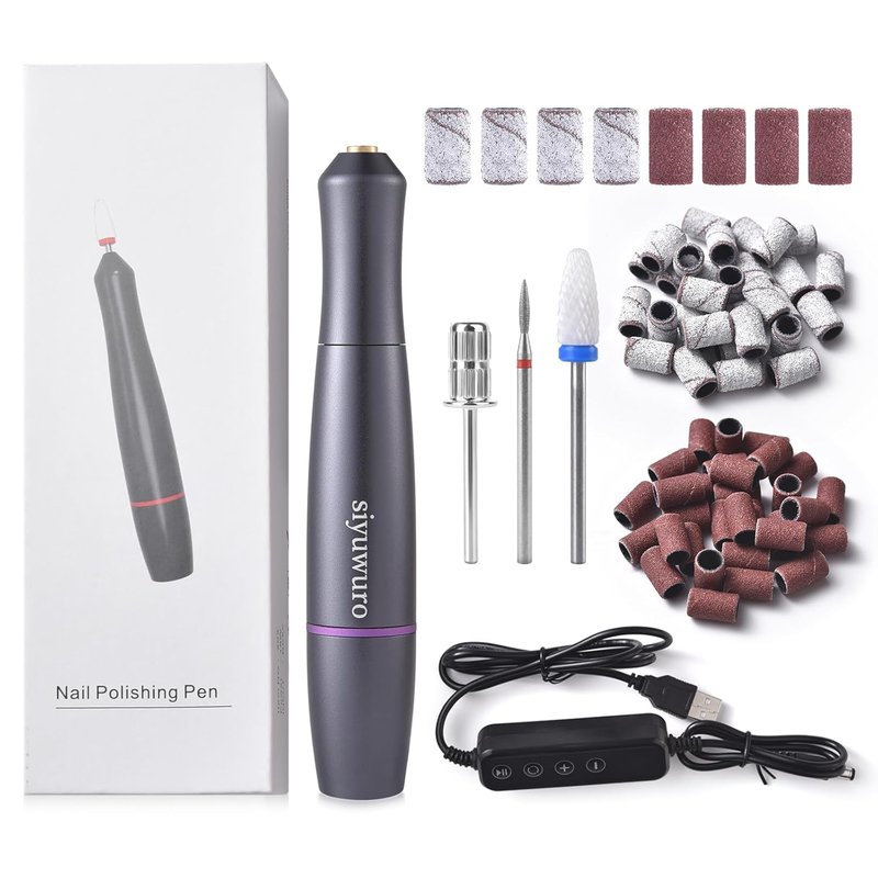 Electric Nail Drill Machine - Portable Electric Nail File for Acrylic & Gel Nails | Professional Manicure Kit in Grey