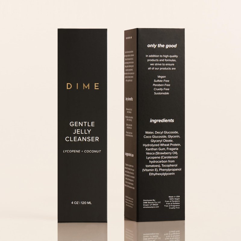 DIME Beauty Gentle Jelly Cleanser - Non-Foaming Hydrating Gel Face Wash and Makeup Remover with Vitamin E and Coconut, Sensitive and Oily Skin, Vegan, Cruelty-Free, 4 oz / 120 ml